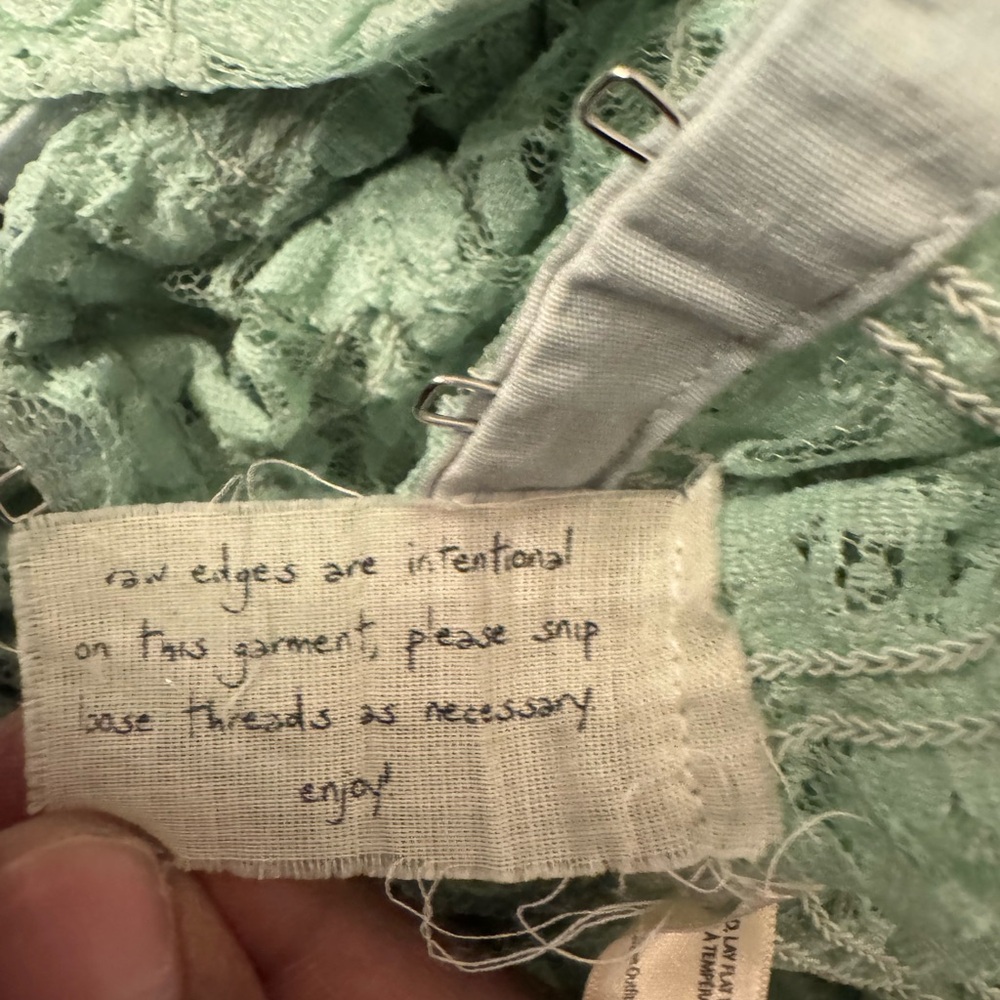 Free People FP One Madison Women’s Blouse Top Mint Cameo Green Lace Size Small - Picture 8 of 14